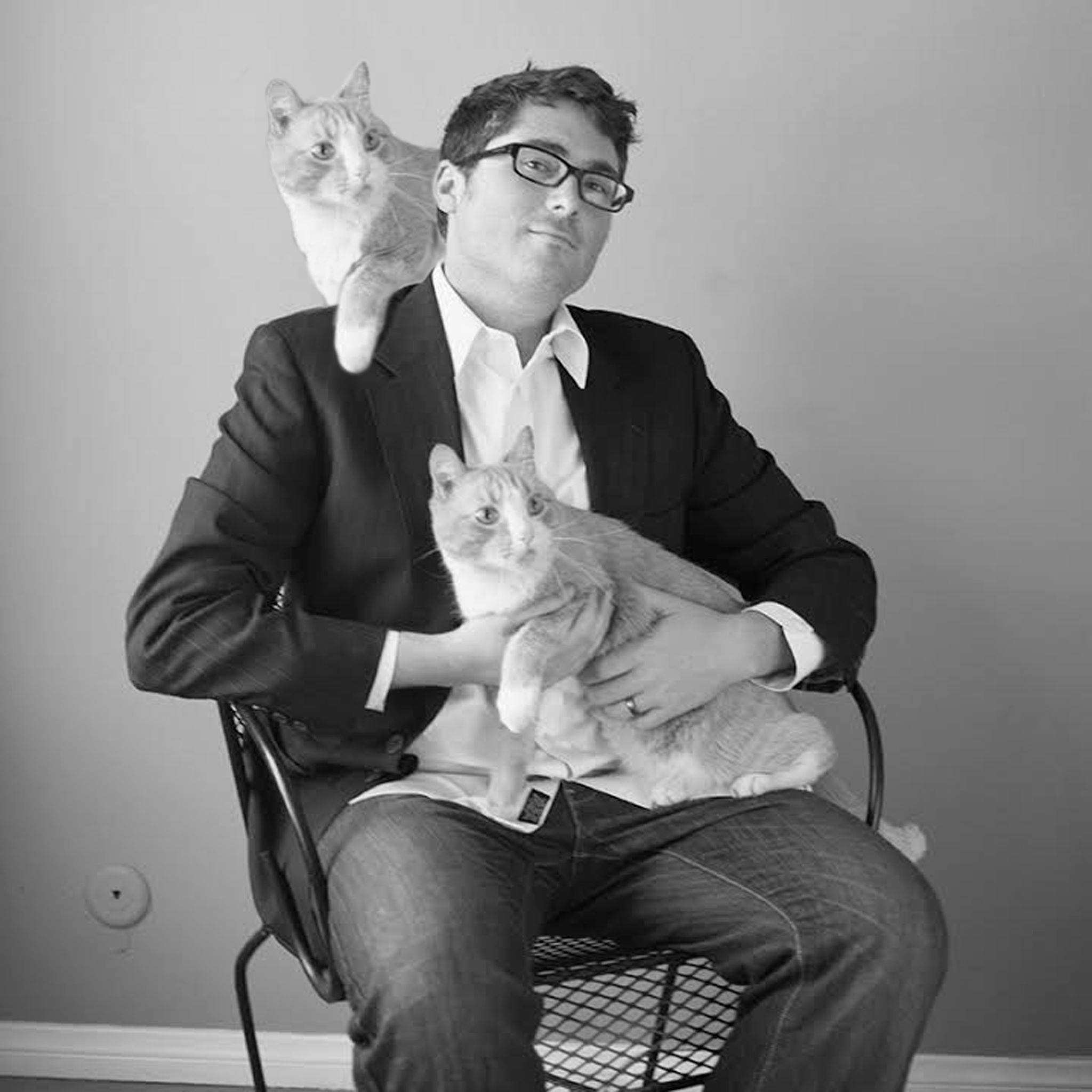 daddy with two cats